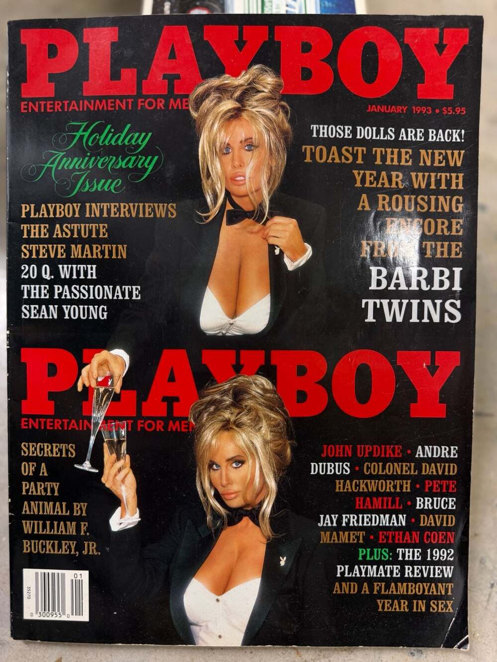 Playboy Magazine January 1993 Holiday Anniversary Issue Barbi Twins